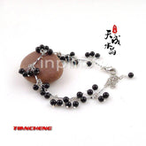 INPHIC-天然水晶 黑瑪瑙4mm圓珠銀鏈手鏈 避邪養顏 時尚簡約 轉運經典款